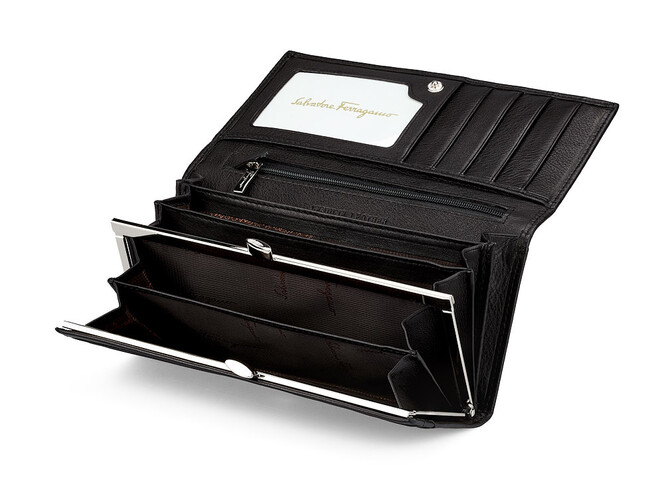 Шкіряний жіночий гаманець Salvatore Ferragamo 8084 A Black чорний, Колір: Чорний, фото , зображення 2