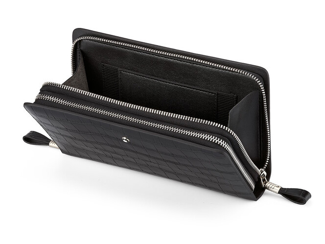 Кожаный мужской клатч с тиснением под крокодила Мont Blanc 027-2 Black чёрный, Цвет: Черный, фото , изображение 3