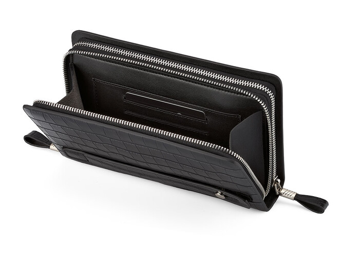 Кожаный мужской клатч с тиснением под крокодила Мont Blanc 027-2 Black чёрный, Цвет: Черный, фото , изображение 4