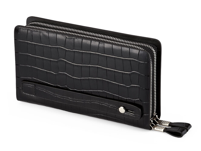 Кожаный мужской клатч с тиснением под крокодила Мont Blanc 027-2 Black чёрный, Цвет: Черный, фото , изображение 5