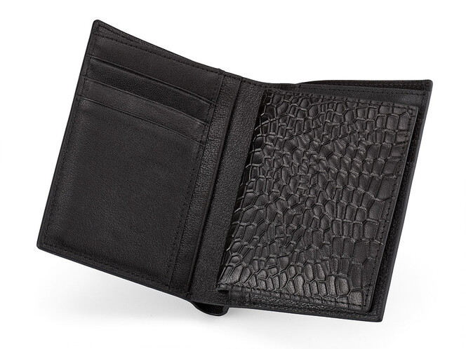 Шкіряне чоловіче портмоне Мont Blanc 8847B чорний, фото , зображення 5