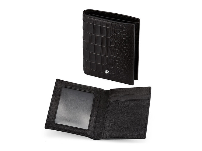 Шкіряне чоловіче портмоне Мont Blanc 8847B чорний, фото , зображення 3