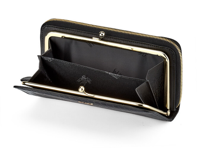 Жіночий гаманець з натуральної шкіри Moro&Jenny 59056 A Black чорний, Колір: Чорний, фото , зображення 3