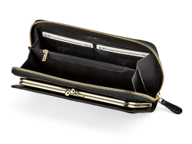 Жіночий гаманець з натуральної шкіри Moro&Jenny 59056 A Black чорний, Колір: Чорний, фото , зображення 2