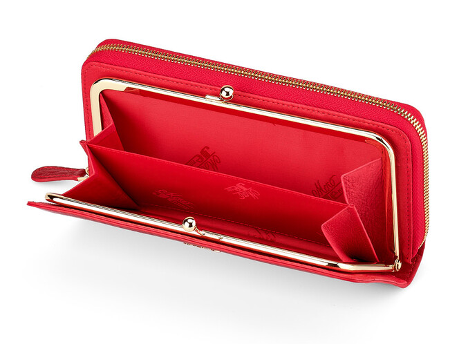 Женский кошелек из натуральной кожи Moro&Jenny 59056 E Red красный, Цвет: Красный, фото , изображение 3