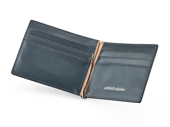 Шкіряне портмоне з затиском LeGRAND collection 6083B графіт, фото , зображення 2