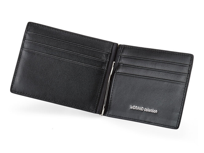 Портмоне з затискачем з натуральної шкіри LeGRAND collection 741 чорний, фото , зображення 2