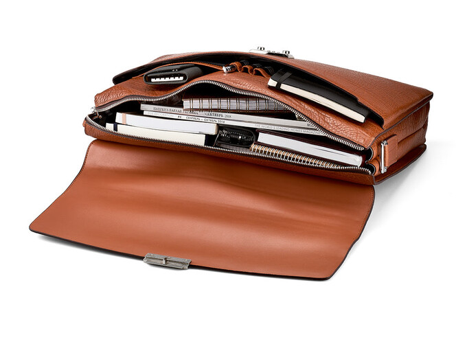 Мужской портфель из натуральной кожи Мont Blanc 8010-3A Brown рыжий, Цвет: Коричневый, фото , изображение 2