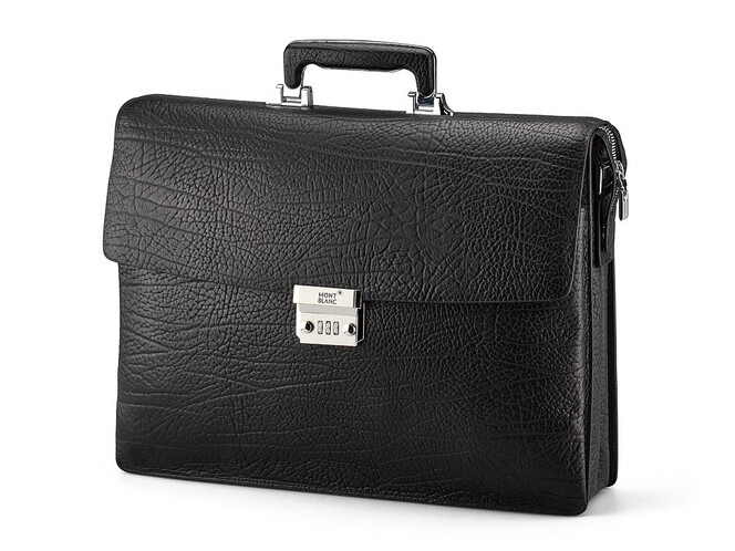 Чоловічий портфель з натуральної шкіри Мont Blanc 8010-3A Black чорний, Колір: Чорний, фото , зображення 3