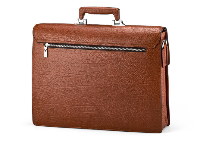 Мужской портфель из натуральной кожи Мont Blanc 8010-3A Brown рыжий, Цвет: Коричневый, фото , изображение 5