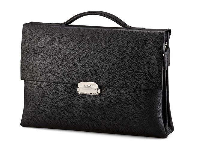 Мужской портфель из натуральной кожи LeGRAND collection 8037-1 чёрный, фото , изображение 3