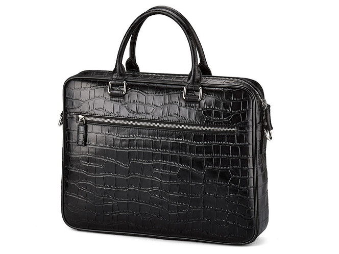 Кожаная сумка с тиснением под крокодила LeGRAND collection 8835-1 чёрная, фото , изображение 5