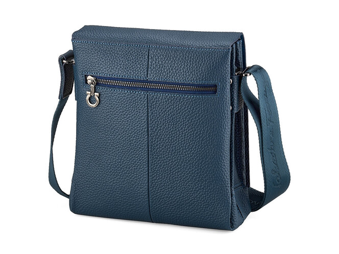 Мужская сумка из натуральной кожи Salvatore Ferragamo 8037-4 Black синяя, Цвет: Синий, фото , изображение 2