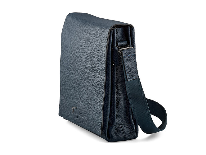 Мужская сумка из натуральной кожи Salvatore Ferragamo 8037-4 Black синяя, Цвет: Синий, фото , изображение 3