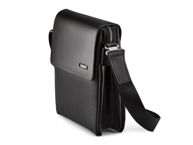 Шкіряна вертикальна чоловіча сумка LeGRAND collection 319-3 Black чорна, Колір: Чорний, фото , зображення 3