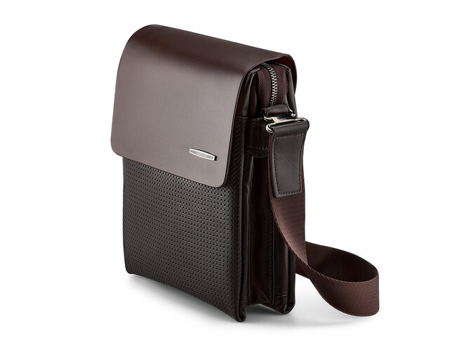 Кожаная вертикальная мужская сумка LeGRAND collection 319-3 Brown коричневая, Цвет: Коричневый, фото , изображение 3