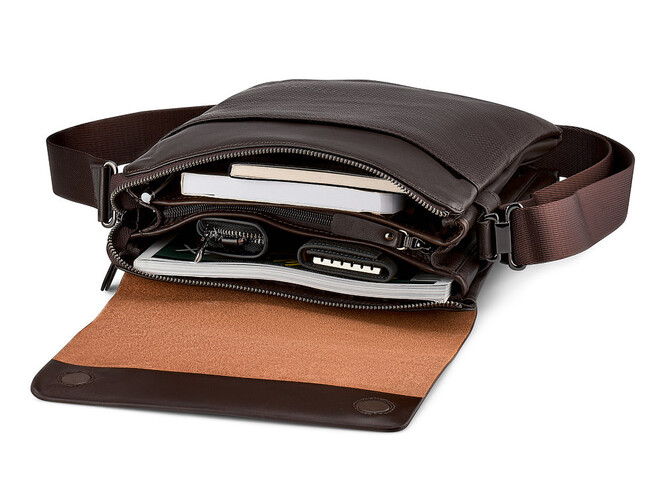 Кожаная вертикальная мужская сумка LeGRAND collection 319-3 Brown коричневая, Цвет: Коричневый, фото , изображение 2