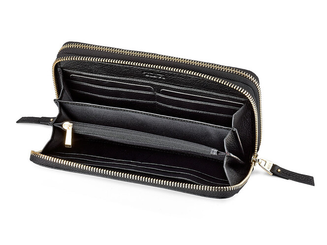 Женский кошелек - клатч из натуральной кожи TUMI 1052 A Black черный, Цвет: Черный, фото , изображение 2