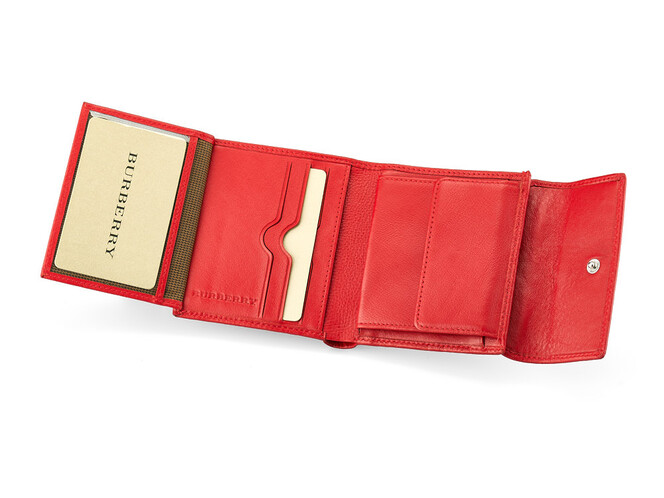 Гаманець з м'якої шкіри вищого сорту Burberry 5632 E Red червоний, Колір: Червоний, фото , зображення 2