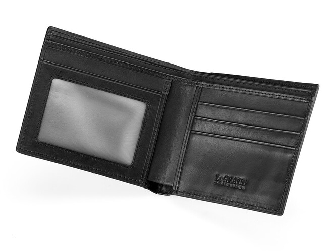 Класичне чоловіче портмоне з натуральної шкіри LeGRAND collection 9113 чорний, фото , зображення 2