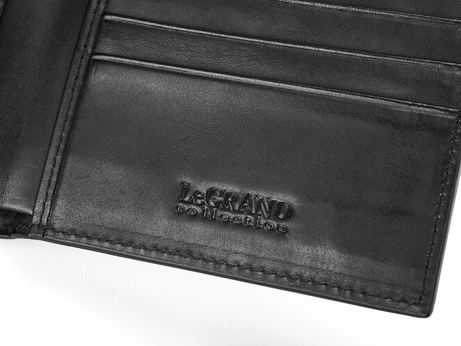 Класичне чоловіче портмоне з натуральної шкіри LeGRAND collection 9113 чорний, фото , зображення 5