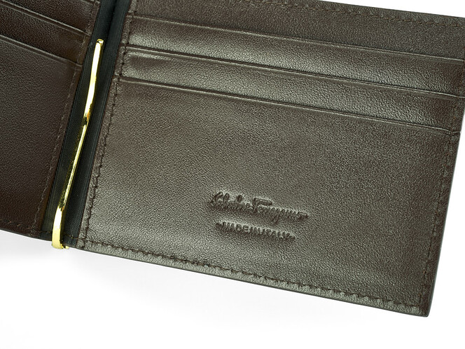 Портмоне – зажим из натуральной кожи Salvatore Ferragamo 741-5 Brown коричневый, Цвет: Коричневый, фото , изображение 4