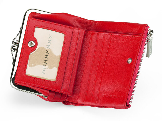 Жіночий гаманець зі шкіри вищого сорту Burberry 5635 E Red червоний, Колір: Червоний, фото , зображення 2