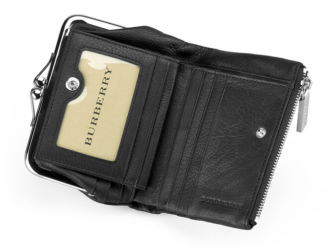 Жіночий гаманець зі шкіри вищого сорту Burberry 5635 A Black чорний, Колір: Чорний, фото , зображення 2