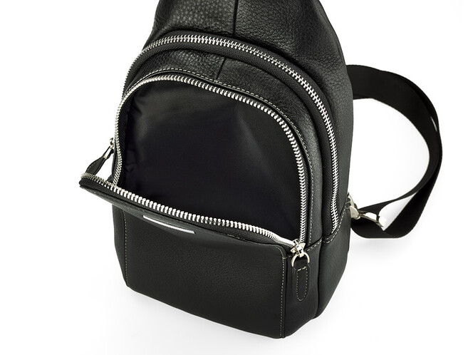 Сумка - слінг зі шкіри вищого сорту LeGRAND collection 2002-3 чорна, фото , зображення 3