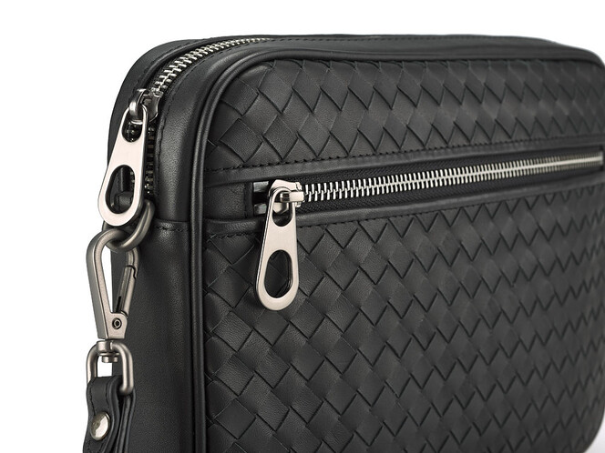 Большая сумка – барсетка из натуральной кожи LeGRAND collection 9216 чёрная, фото , изображение 4