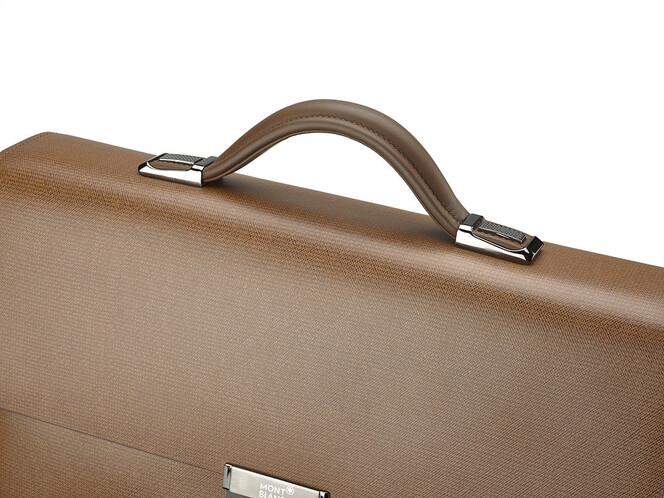 Стильный мужской портфель из натуральной кожи высшего сорта Мont Blanc 8369-8 Brown коричневый, фото , изображение 11