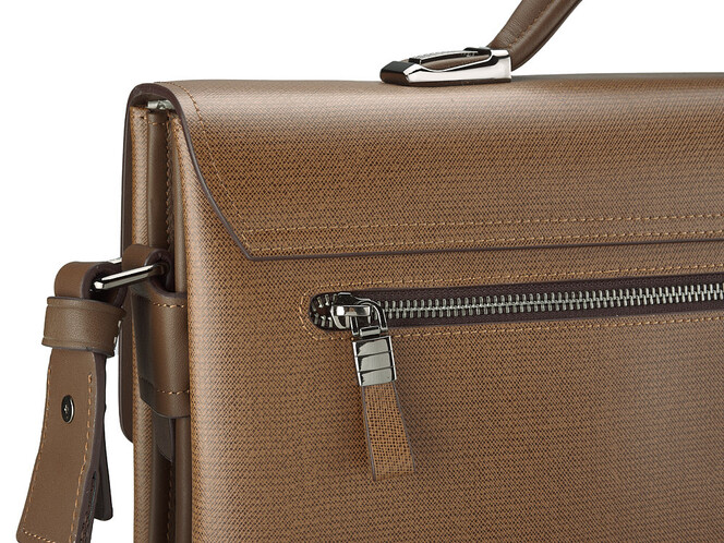 Стильный мужской портфель из натуральной кожи высшего сорта Мont Blanc 8369-8 Brown коричневый, фото , изображение 10