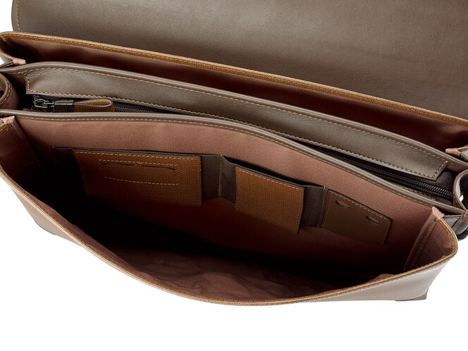 Стильный мужской портфель из натуральной кожи высшего сорта Мont Blanc 8369-8 Brown коричневый, фото , изображение 5