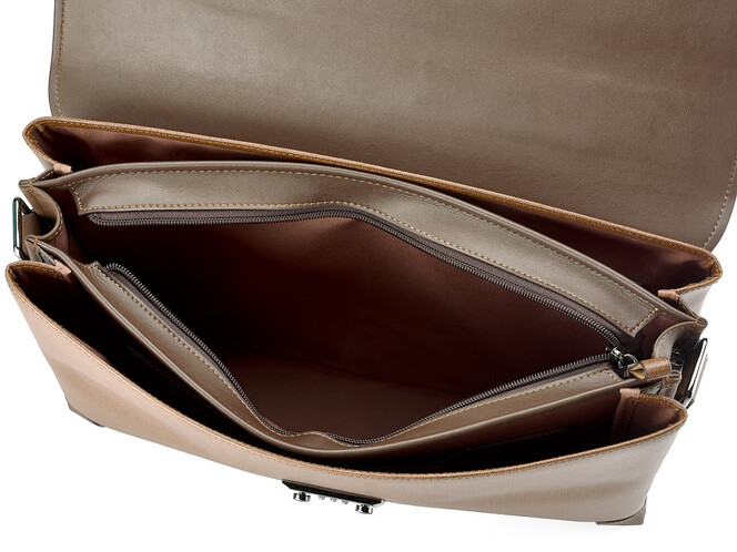 Стильный мужской портфель из натуральной кожи высшего сорта Мont Blanc 8369-8 Brown коричневый, фото , изображение 6