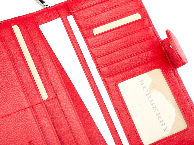 Шкіряний жіночий гаманець на блискавці Burberry 5633 E Red червоний, Колір: Червоний, фото , зображення 6