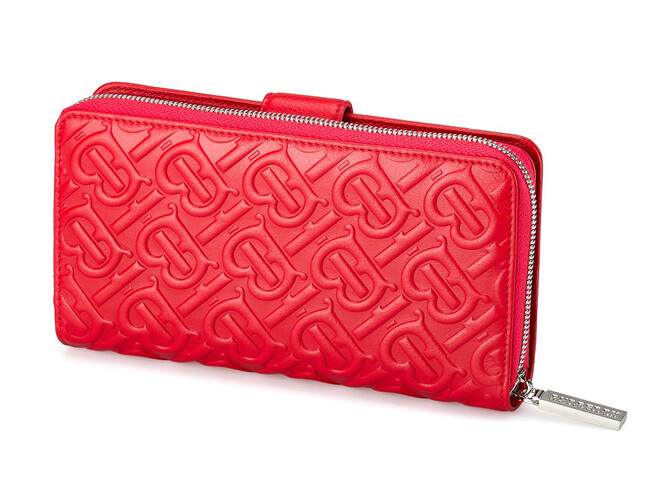 Шкіряний жіночий гаманець на блискавці Burberry 5633 E Red червоний, Колір: Червоний, фото , зображення 4