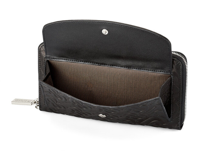 Жіночий гаманець зі шкіри вищого сорту на блискавці Burberry 5636 A Black чорний, Колір: Чорний, фото , зображення 5