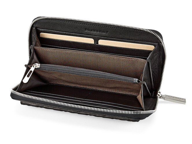 Жіночий гаманець зі шкіри вищого сорту на блискавці Burberry 5636 A Black чорний, Колір: Чорний, фото , зображення 2