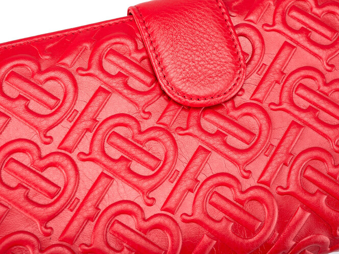 Шкіряний жіночий гаманець на блискавці Burberry 5633 E Red червоний, Колір: Червоний, фото , зображення 8