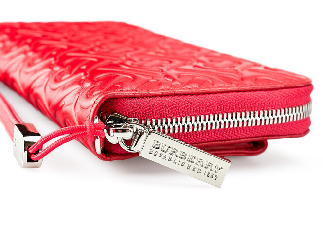 Жіночий гаманець зі шкіри вищого сорту на блискавці Burberry 5636 E Red червоний, Колір: Червоний, фото , зображення 4