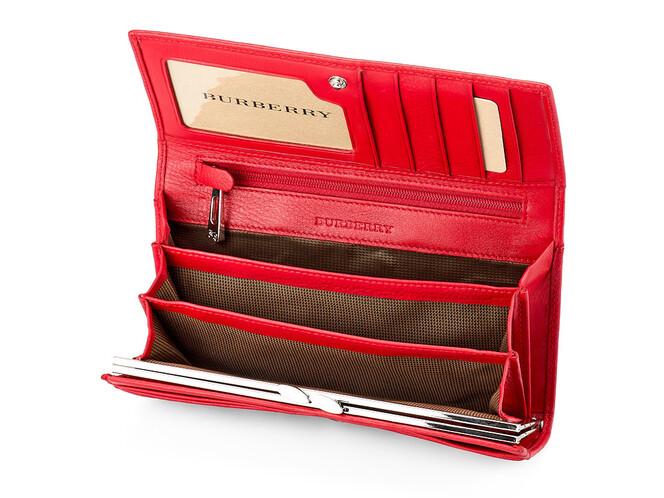 Кожаный женский кошелёк из мягкой кожи Burberry 5631 E Red красный, Цвет: Красный, фото , изображение 2