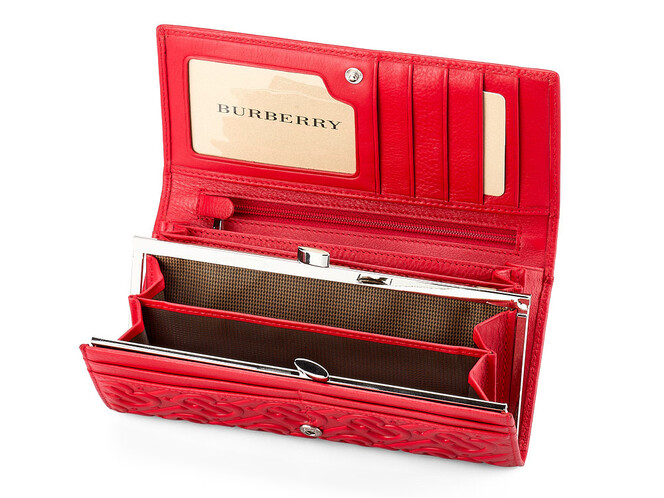 Кожаный женский кошелёк из мягкой кожи Burberry 5631 E Red красный, Цвет: Красный, фото , изображение 3