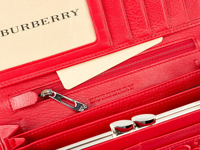 Кожаный женский кошелёк из мягкой кожи Burberry 5631 E Red красный, Цвет: Красный, фото , изображение 6