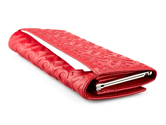 Кожаный женский кошелёк из мягкой кожи Burberry 5631 E Red красный, Цвет: Красный, фото , изображение 5