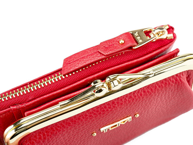 Кожаный женский кошелек  TUMI 1057 E Red красный, Цвет: Красный, фото , изображение 7