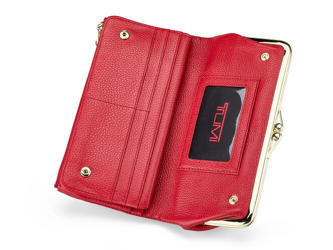 Жіночий гаманець з натуральної шкіри TUMI 1056 E Red червоний, Колір: Червоний, фото , зображення 3