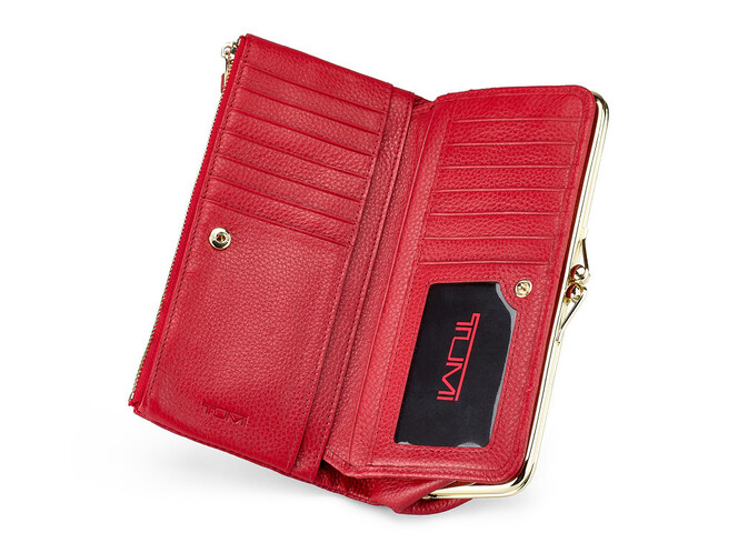 Жіночий гаманець з натуральної шкіри TUMI 1056 E Red червоний, Колір: Червоний, фото , зображення 2