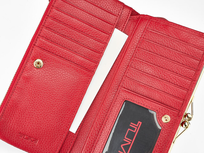 Жіночий гаманець з натуральної шкіри TUMI 1056 E Red червоний, Колір: Червоний, фото , зображення 4