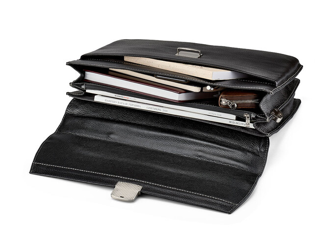 Кожаный мужской портфель  Lare Boss 090658-1 чёрный, фото , изображение 2