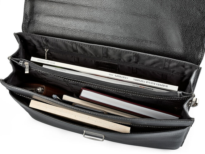 Кожаный мужской портфель  Lare Boss 090658-1 чёрный, фото , изображение 5